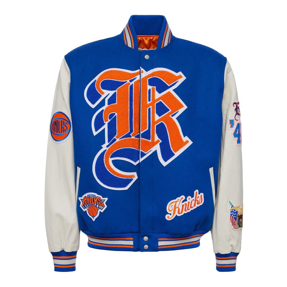 NEW YORK KNICKS WOOL & LEATHER VARSITY JACKET