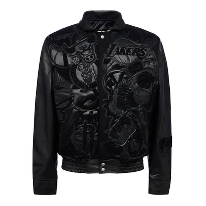 NBA MEGAPATCH WOOL & LEATHER JACKET Black on Black