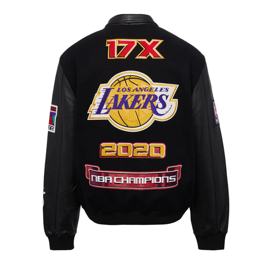 LOS ANGELES LAKERS 2020 CHAMPIONSHIP WOOL & LEATHER JACKET Black