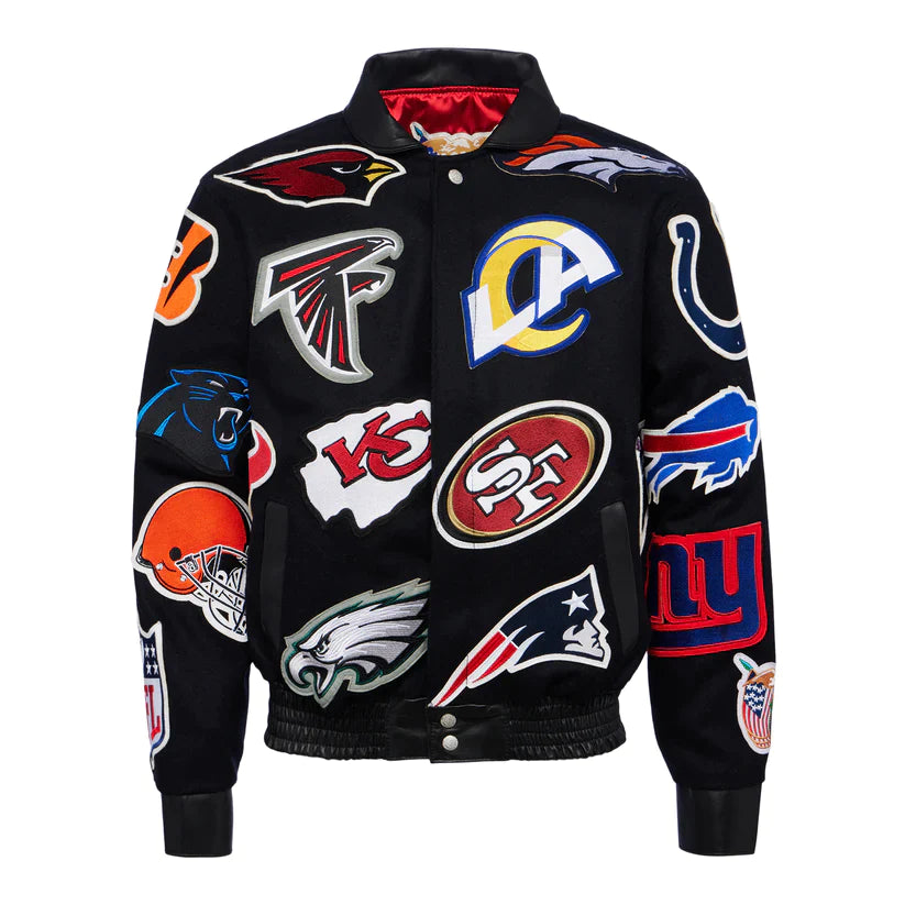 NFL COLLAGE WOOL & LEATHER JACKET Black