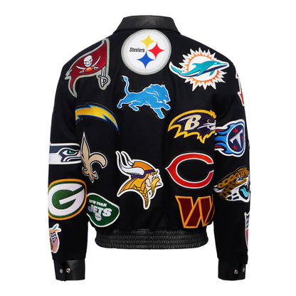 NFL COLLAGE WOOL & LEATHER JACKET Black