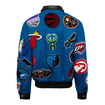 NBA COLLAGE WOOL & LEATHER JACKET Teal