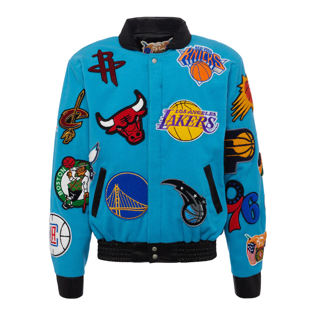 NBA COLLAGE WOOL & LEATHER JACKET Baby Blue