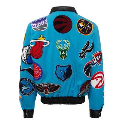 NBA COLLAGE WOOL & LEATHER JACKET Baby Blue