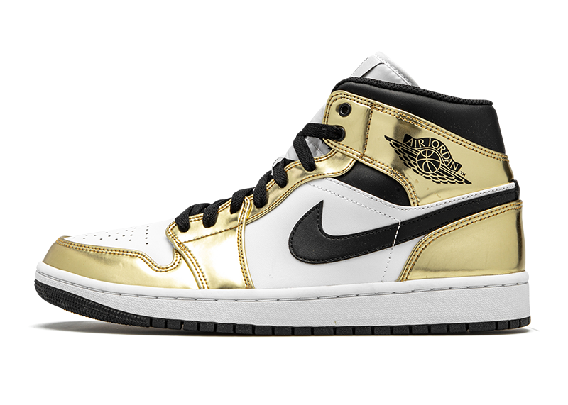 Air Jordan 1 Mid Metallic Gold Black White