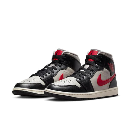 Air Jordan 1 Mid Black Gym Red Grey