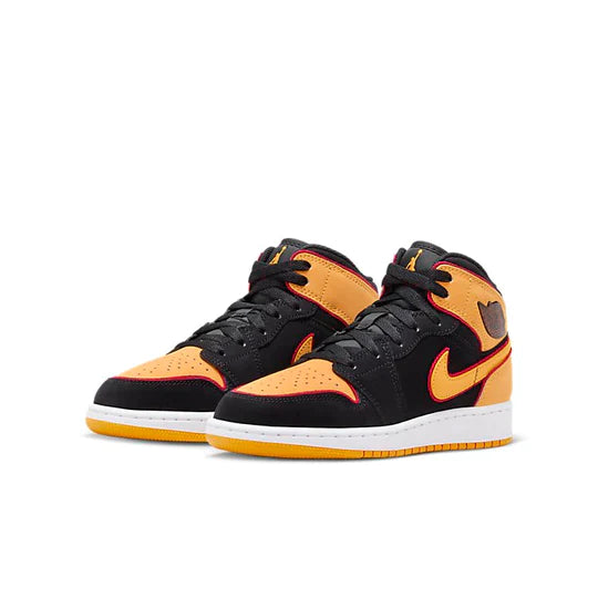 Air Jordan 1 Mid SE Black Vivid Orange (GS)