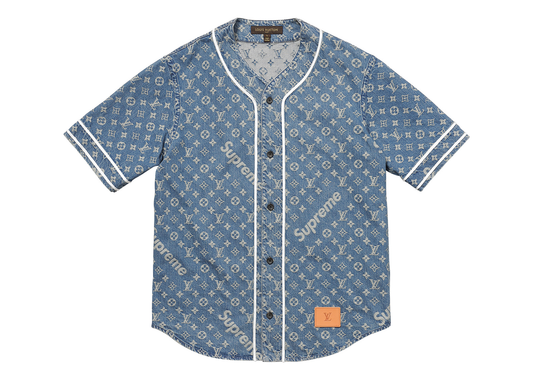 Supreme x Louis Vuitton Jacquard Denim Baseball Jersey Blue SEMINUEVA