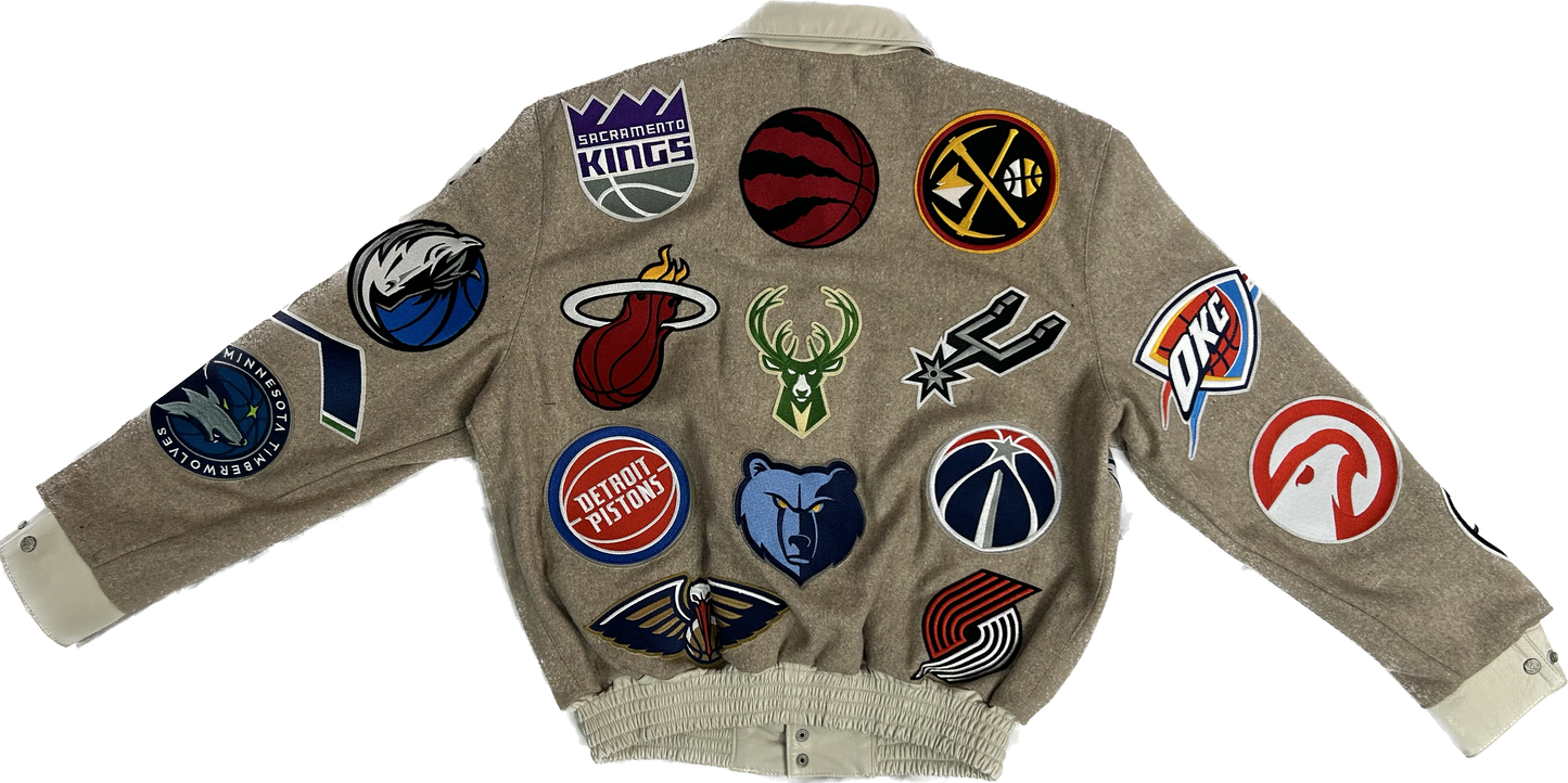 NBA COLLAGE WOOL & LEATHER JACKET Brown