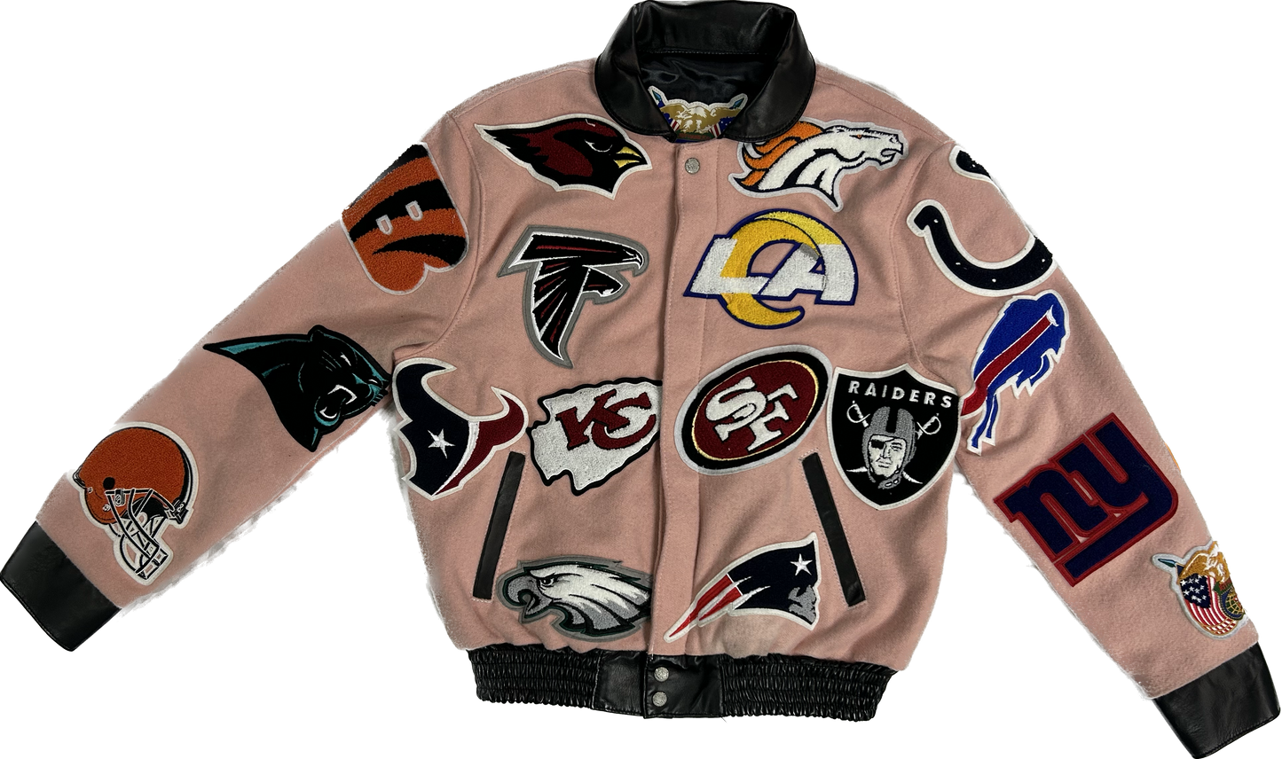 NFL COLLAGE WOOL & LEATHER JACKET Pink