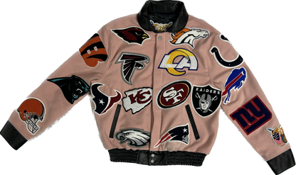 NFL COLLAGE WOOL & LEATHER JACKET Pink