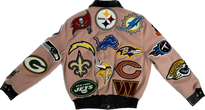 NFL COLLAGE WOOL & LEATHER JACKET Pink