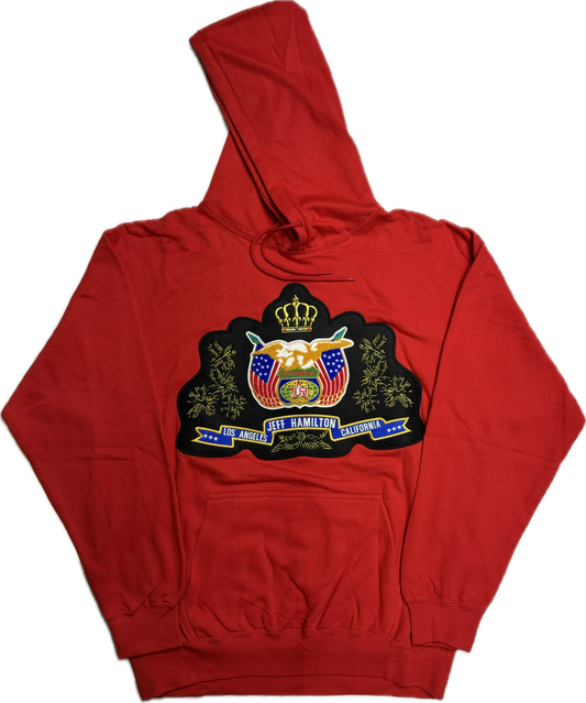 JEFF HAMILTON CLASSIC BLACK PATCH RED HOODIE