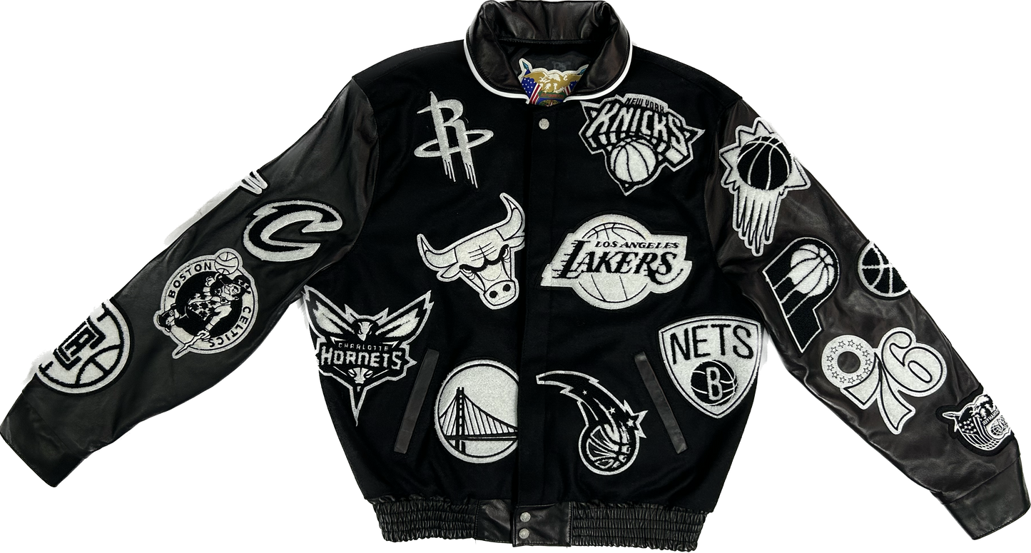 NBA COLLAGE WOOL & LEATHER JACKET Black/White