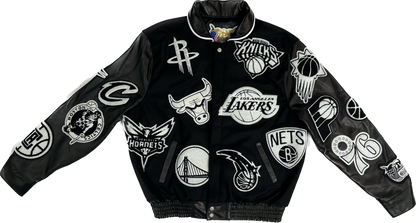 NBA COLLAGE WOOL & LEATHER JACKET Black/White