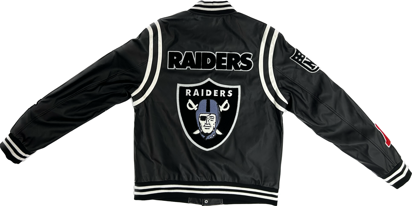 LAS VEGAS RAIDERS VEGAN LEATHER JACKET Black/White