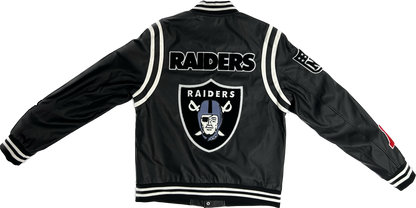 LAS VEGAS RAIDERS VEGAN LEATHER JACKET Black/White