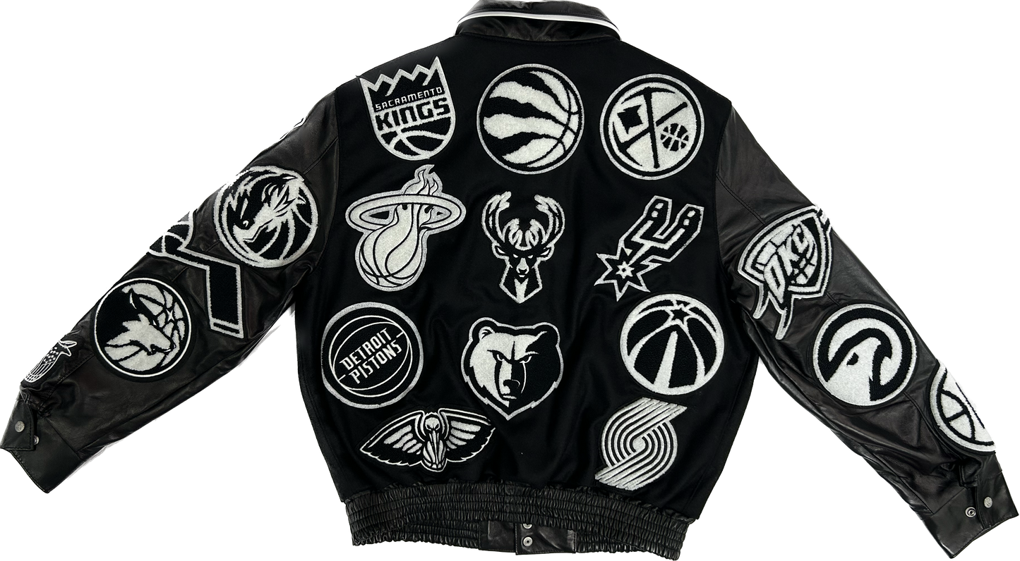 NBA COLLAGE WOOL & LEATHER JACKET Black/White