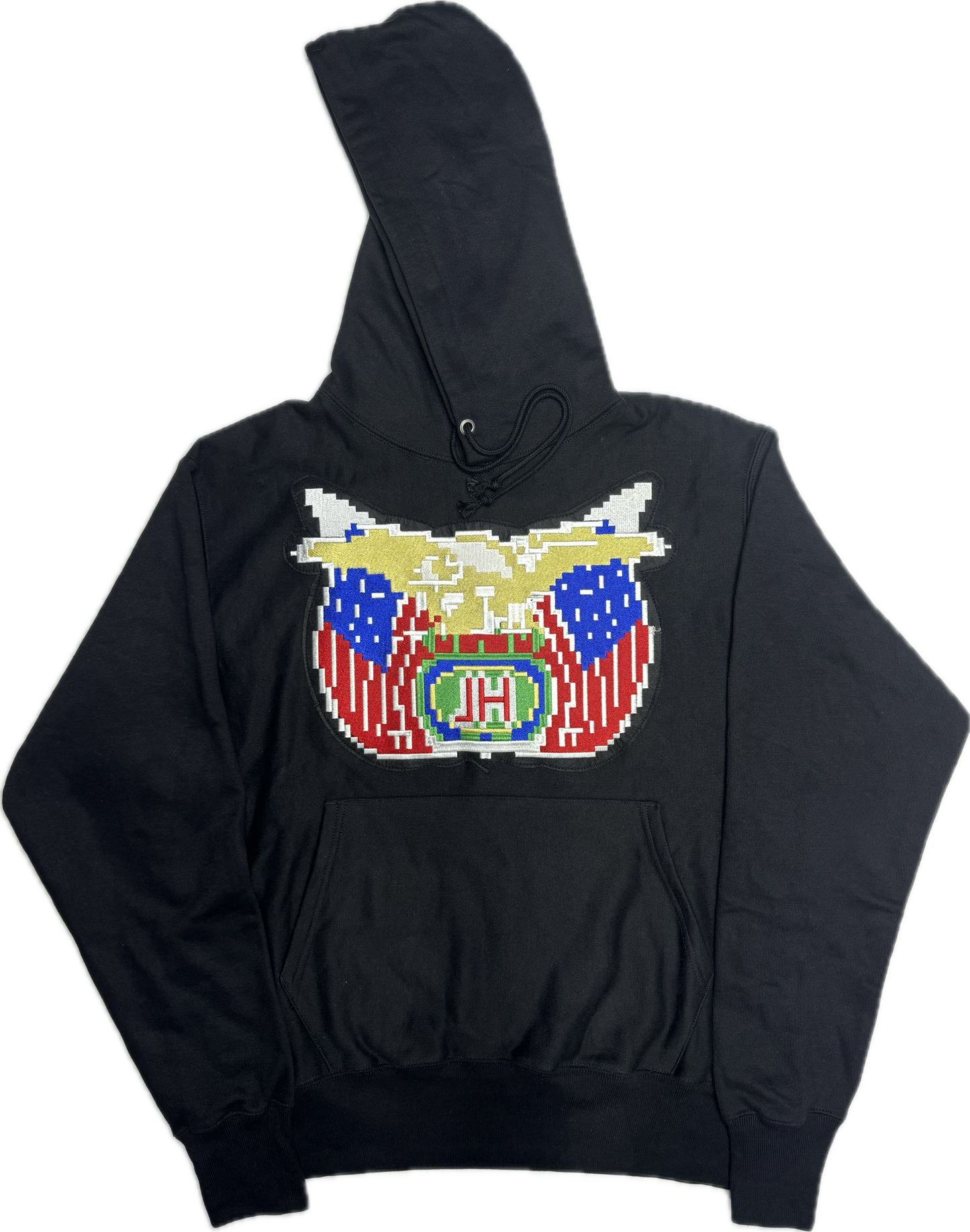 JEFF HAMITLON CLASSIC PIXEL PATCH BLACK HOODIE