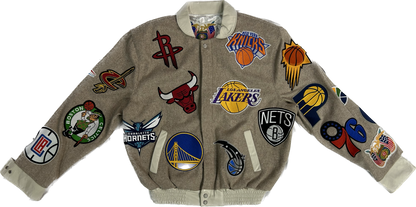 NBA COLLAGE WOOL & LEATHER JACKET Brown