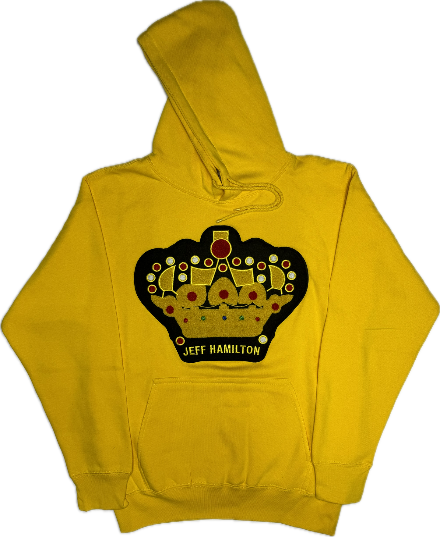 JEFF HAMITLON BLACK AND YELLOW CROWN PATCH YELLOW HOODIE