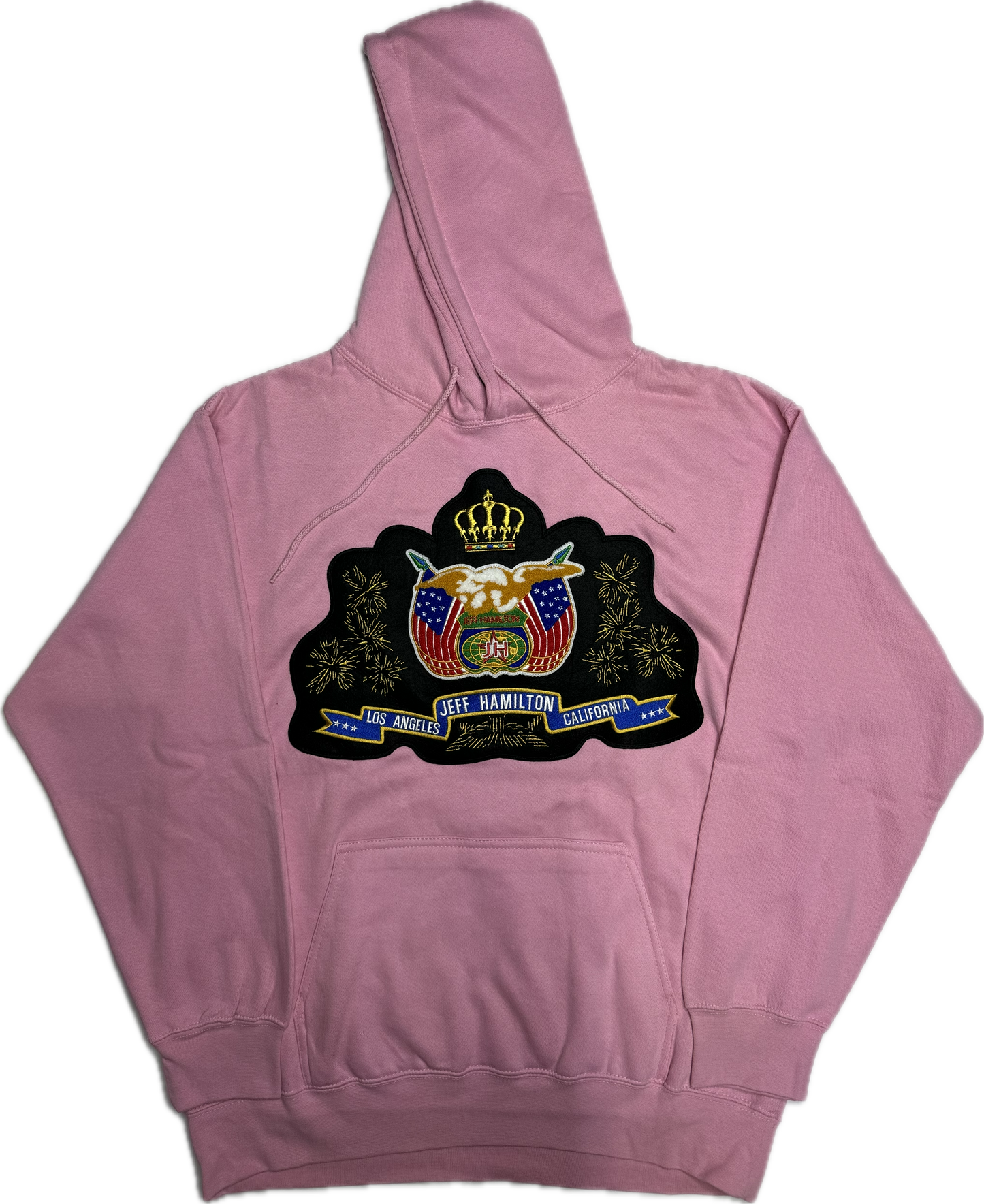 JEFF HAMILTON CLASSIC BLACK PATCH PINK HOODIE