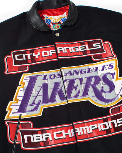 LOS ANGELES LAKERS 2020 CHAMPIONSHIP WOOL & LEATHER JACKET Black