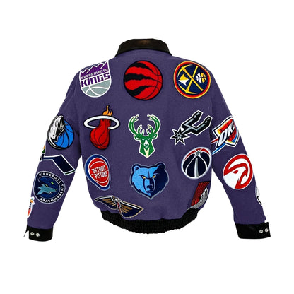 NBA COLLAGE WOOL & LEATHER JACKET Purple