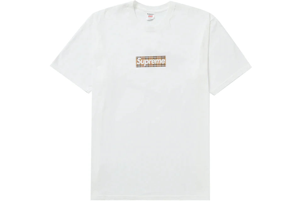 Supreme Burberry Box Logo Tee White