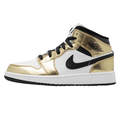 Air Jordan 1 Mid Metallic Gold Black White (GS)