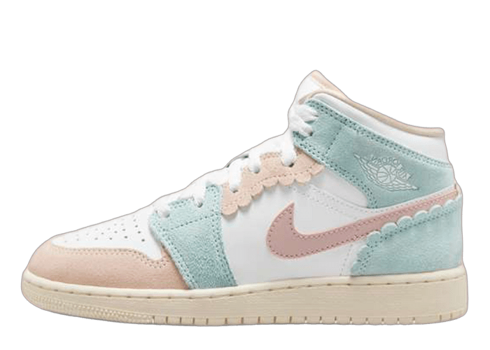 Air Jordan 1 Mid In Pastel Tones And Scalloped Edges (GS)