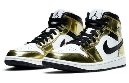 Air Jordan 1 Mid Metallic Gold Black White (GS)