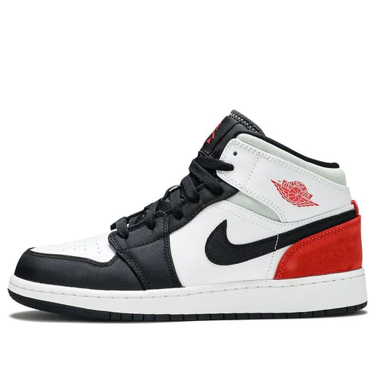 Air Jordan 1 Mid SE White Black Red Spruce (GS)