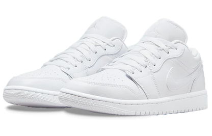 Air Jordan 1 Low Triple White Tumbled Leather (GS)