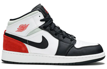 Air Jordan 1 Mid SE White Black Red Spruce (GS)