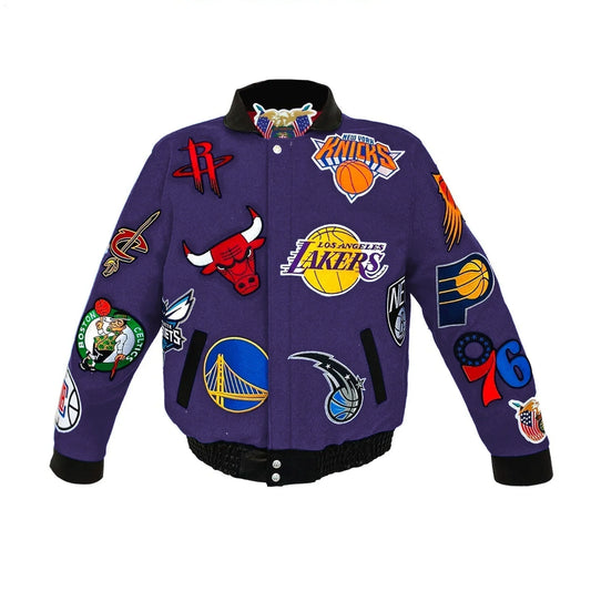 NBA COLLAGE WOOL & LEATHER JACKET Purple